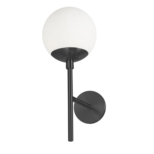 Dainolite 1 Light Wall Sconce Matte Black with White Glass, Model DAY-161W-MB