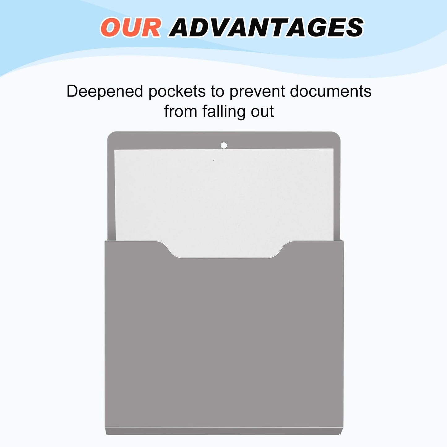 Fuutreo 6 Pcs Magnetic Wall File Organizer Magnetic Wall File Holder Refrigerator Magazine Holder for Mail Letters Paper(Achromatic Colors,Vertical-large)