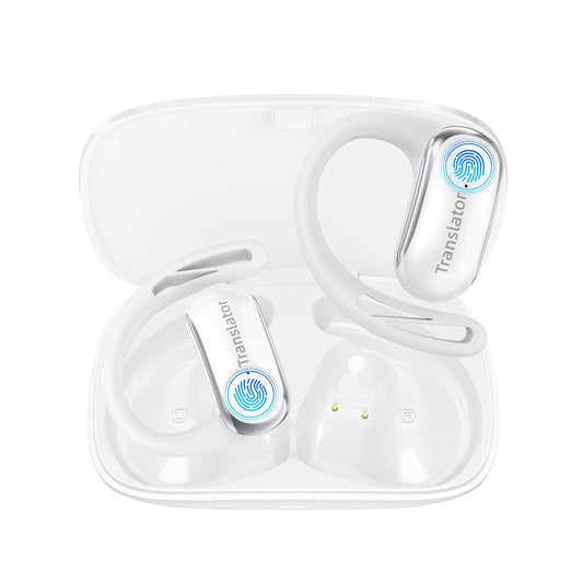 ANFIER AI Translation Earbuds Real-Time 3-in-1 Language Translator Earbuds Lifetime Free Offline Translation(8 Languages) & Online Translation(144 Languages) Fit iOS & Android AF56 White