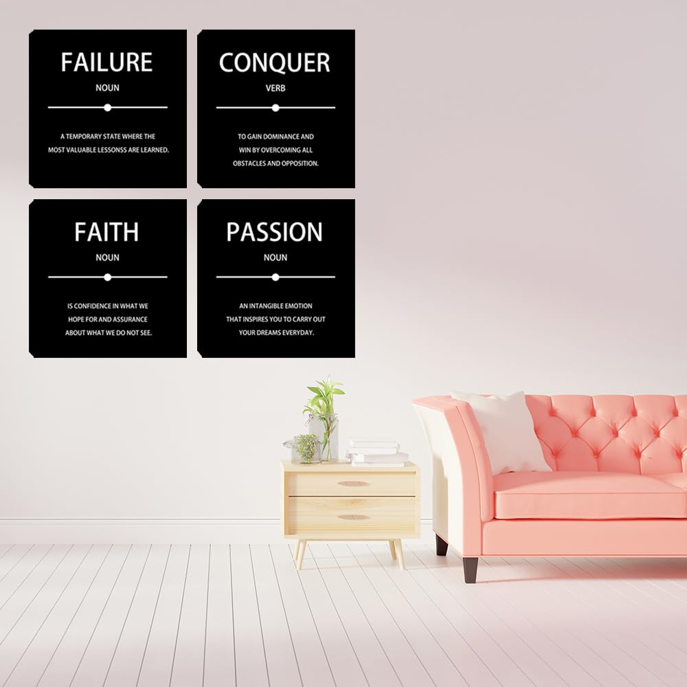 Motivational Canvas Wall Art Picture for Bedroom Home Wall Decorations for Living Room Inspirational Office Wall Decor Black Wall Painting Canvas Framed Home Wall Decor 12"x12"x4