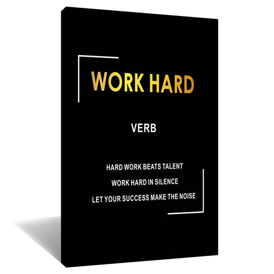 Work Hard Motivational Wall Decor Inspirational Entrepreneur Quotes Picture Poster Artwork Inspiring Themes Painting Prints for Modern Living Room Office Wooden Framed Ready to Hang [12''Wx 18''H]