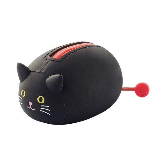 LIHIT LAB PuniLabo Mini Zipper Pouch, Horizontal, 2.2" x 2.7", Black Cat (A7780-3)