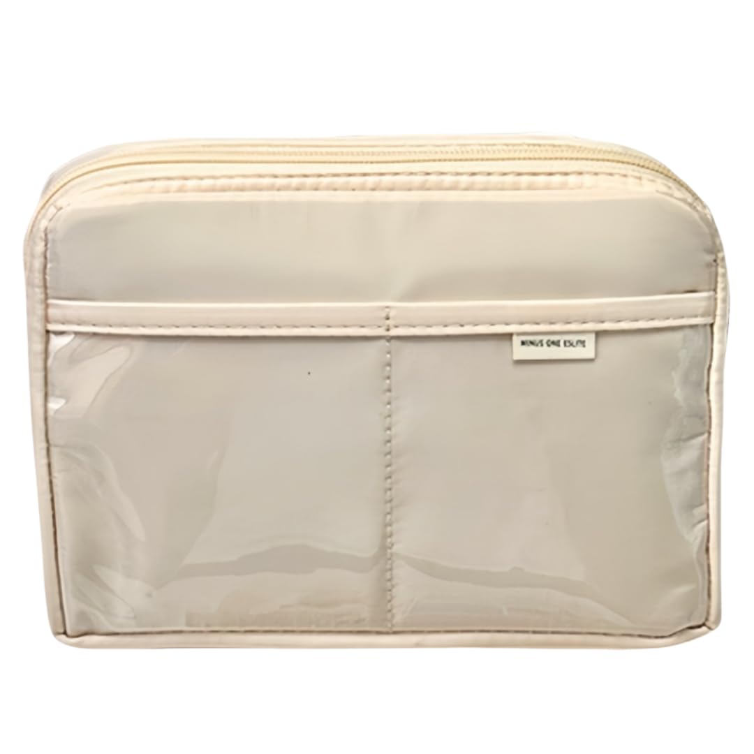 UIVXXUD Kawaii Cute Aesthetic Pencil Case - Large Capacity Canvas Pen Pouch Bag (Beige)