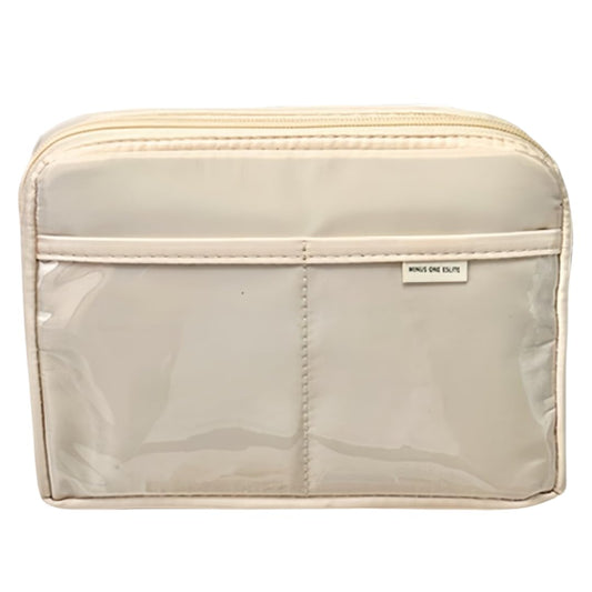 UIVXXUD Kawaii Cute Aesthetic Pencil Case - Large Capacity Canvas Pen Pouch Bag (Beige)
