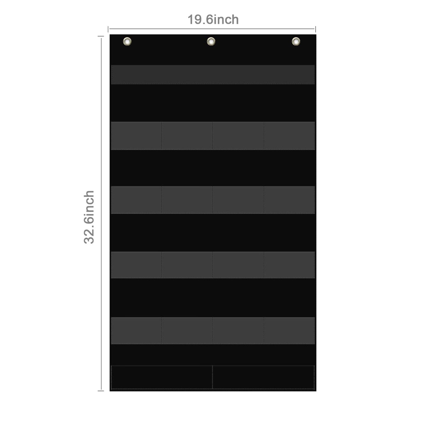 REGELETO Class Jobs Pocket Chart with 17 Pockets and 2 Storage Bags,Class Management Educational Pocket Chart Teacher's Helper Size: 32.6" L x 19.6 H inch Bulletin Board for Classroom (Black)