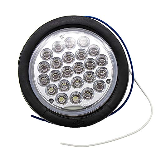 All Star Truck Parts 4in Round LED Trailer Tail Light 24 LEDs IP67 Waterproof Model ASTPL012R4C2 White