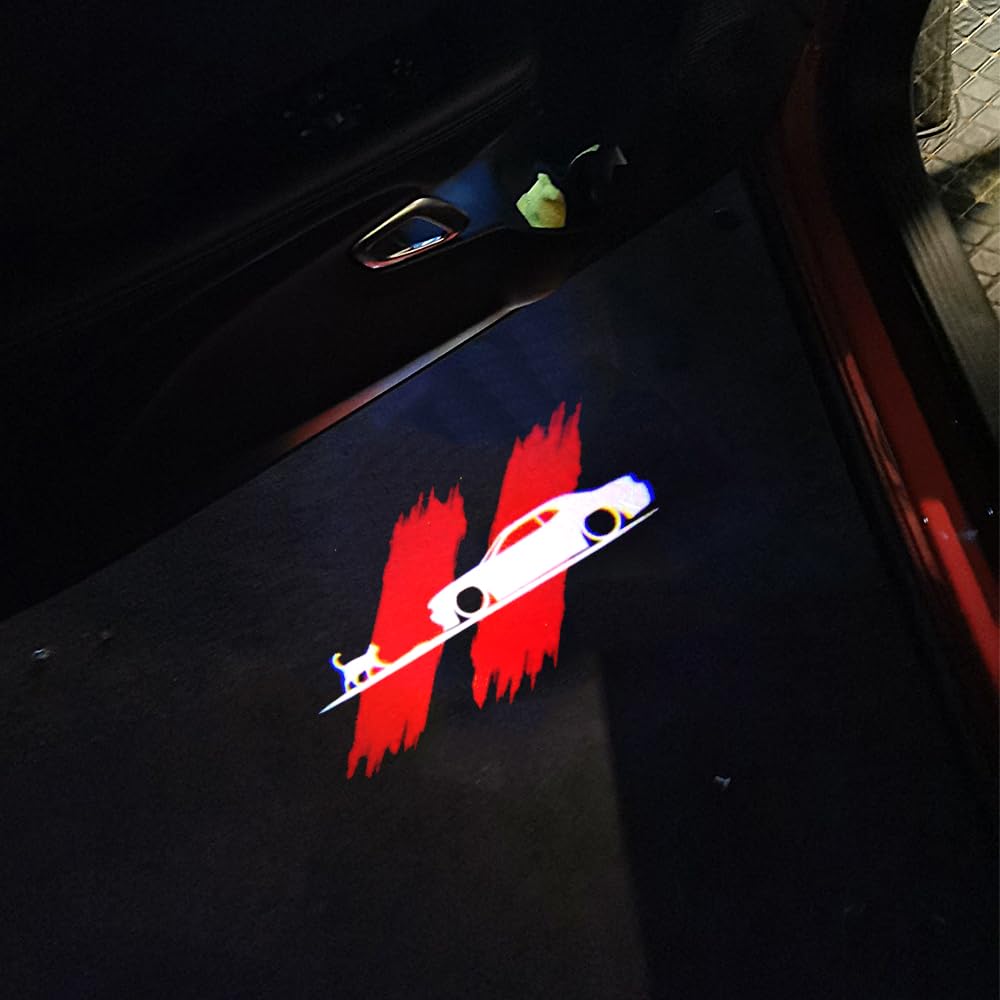 BuJinZeTui 2PCS Door Lights Logo for Challenger 2015-Present, LED Ghost Shadow Projection Light, Color 02, Plastic Material