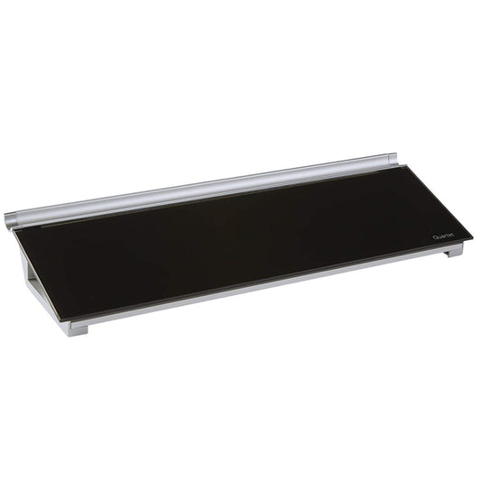 Quartet Glass Dry Erase White Board, Desktop Computer Pad for Notetaking, 18" x 6" Whiteboard, Clean Erase Surface with Storage, 1 Dry Erase Marker, Black Surface (GDP18B)