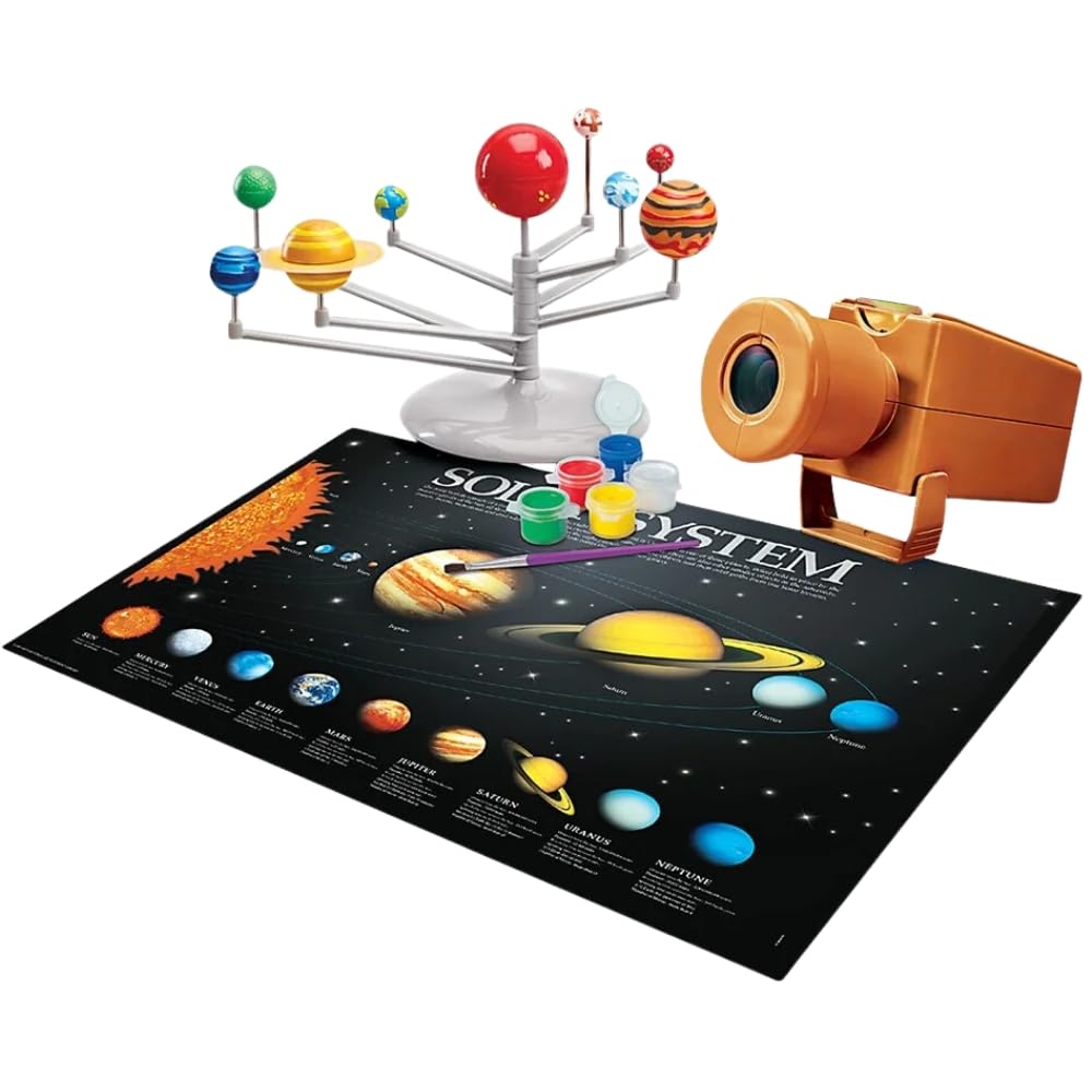 4M - STEAM Space Exploration - Build & Paint Solar System Planetarium Model, Assemble Space Toys Projector with Slides, Includes Glow Stars & Poster - Educational Science Planet Toys Kit, Kids Ages 5+