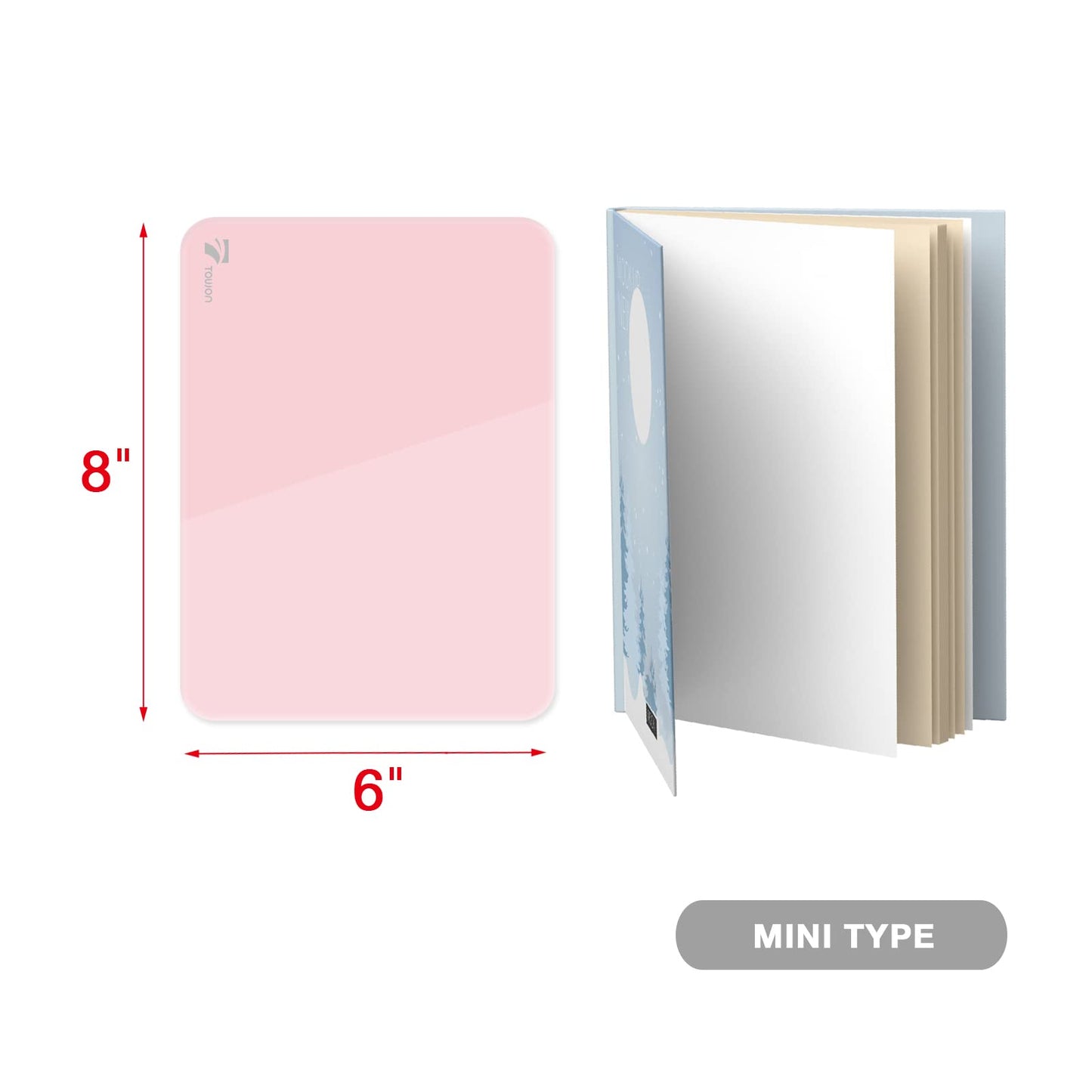 Pink Mini Desktop Pure Glass Whiteboard, Small Slope Slick Desk Whiteboard Glass, Desk White Board, Desktop White Board Dry Erase, Stenography Artifact for Office Home Schooling Décor, 8x6 Inches