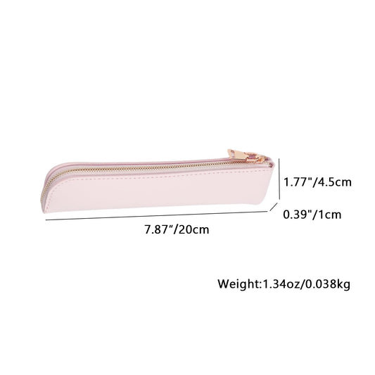 YONBEN Faux Leather Pencil Case Small Pencil Pouch Slim Pen Case Holder Zipper Bag for School Office(Pink,Faux Leather)