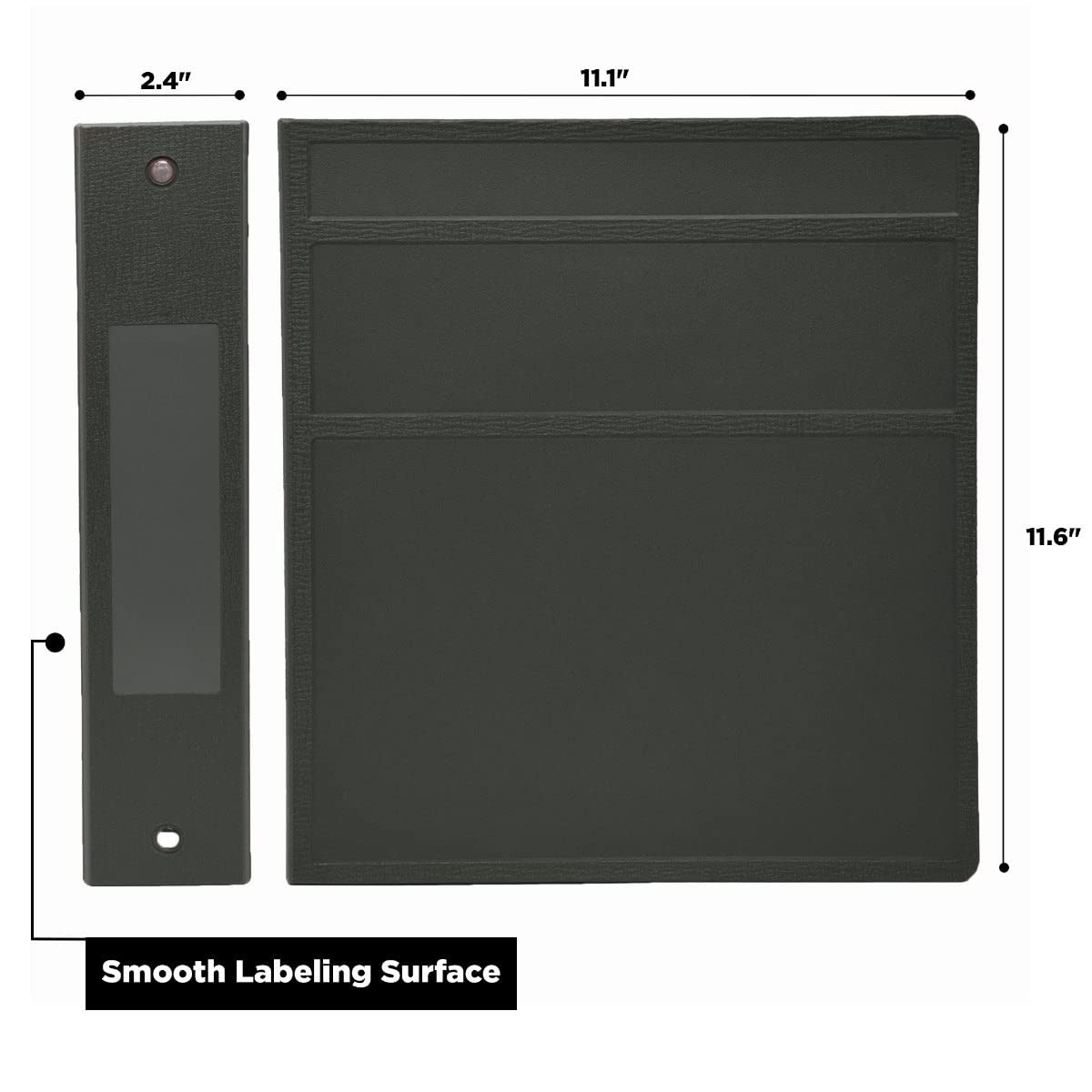Carstens 2-Inch Heavy Duty 3-Ring Binder - Side Opening, Charcoal Gray, Durable Plastic, Precision No-Gap Rings, Waterproof Covers, No Pockets, Holds 300 Letter Sheets, BPA-Free, Made in USA (5821-3R)
