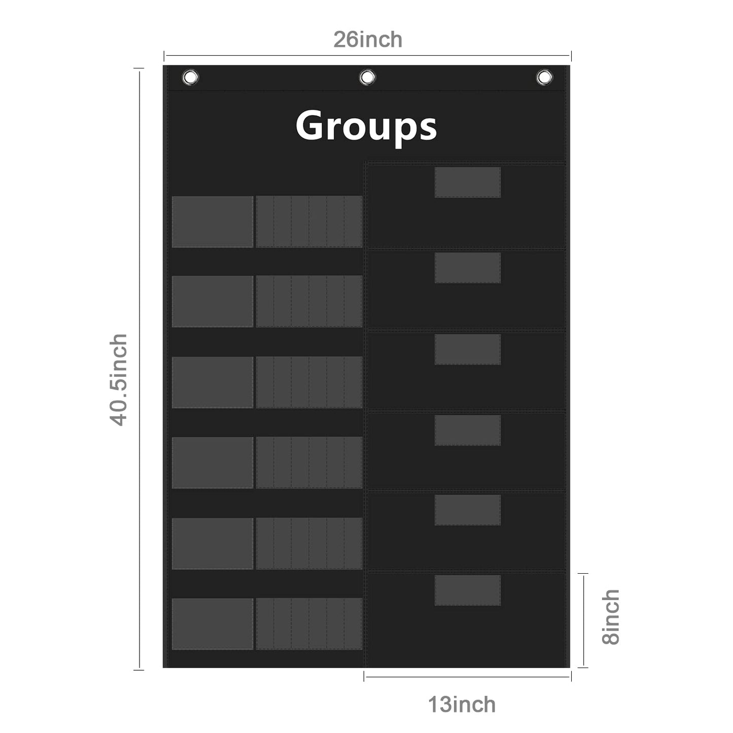 REGELETO Small Group Management Pocket Chart with 96 Cards Classroom Jobs Chart Small Group Organizer and on Task for School Teacher Homeschool Learning Supplies (Black)