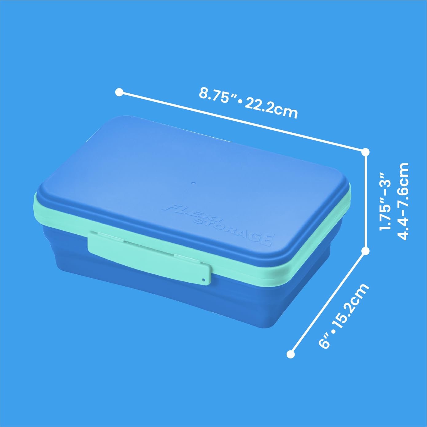 LockerMate by Bostitch Flexi Storage Box with Lid, Collapsible Pencil Case Design for Craft and School Supplies, Blue