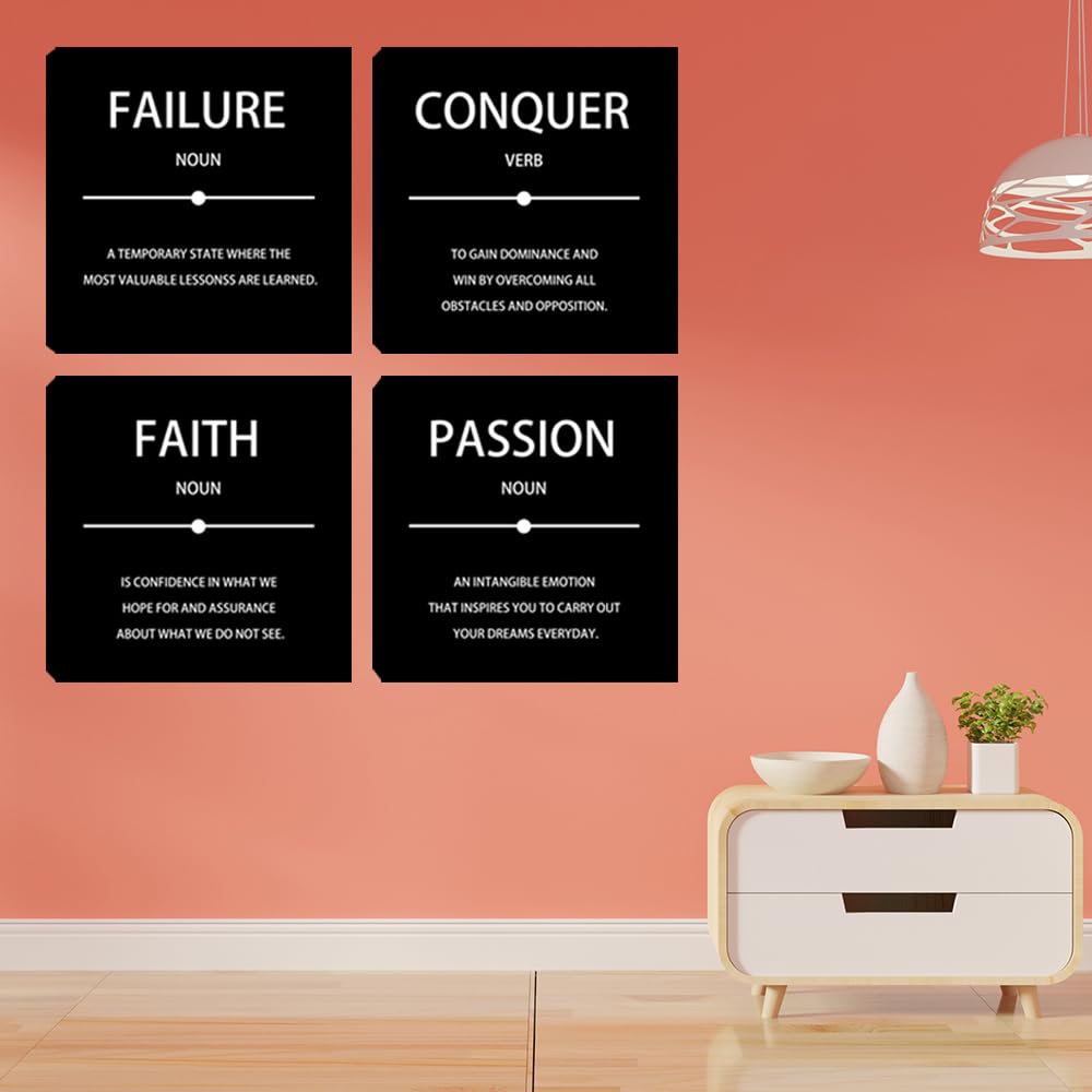 Motivational Canvas Wall Art Picture for Bedroom Home Wall Decorations for Living Room Inspirational Office Wall Decor Black Wall Painting Canvas Framed Home Wall Decor 12"x12"x4