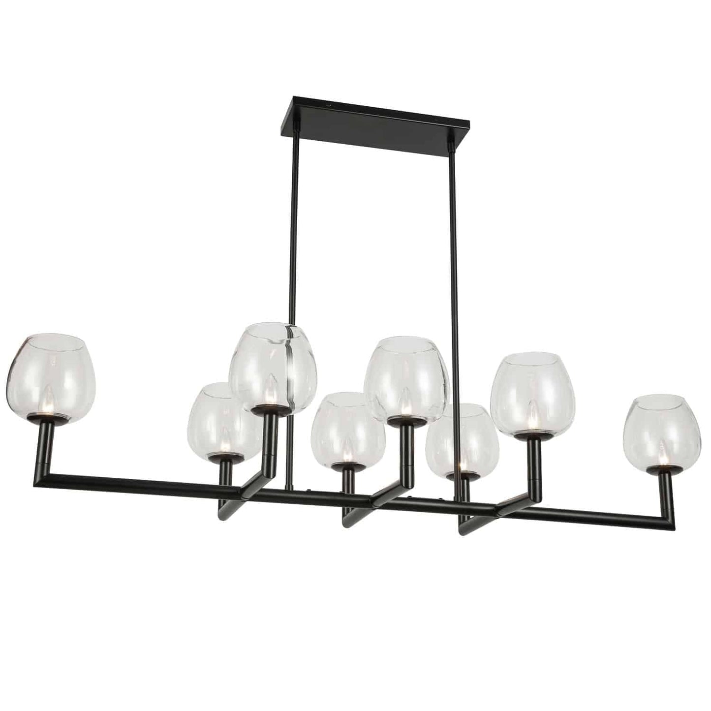 Dainolite 8 Light Chandelier, Matte Black, Metal, Model NOR-478HC-MB-CLR