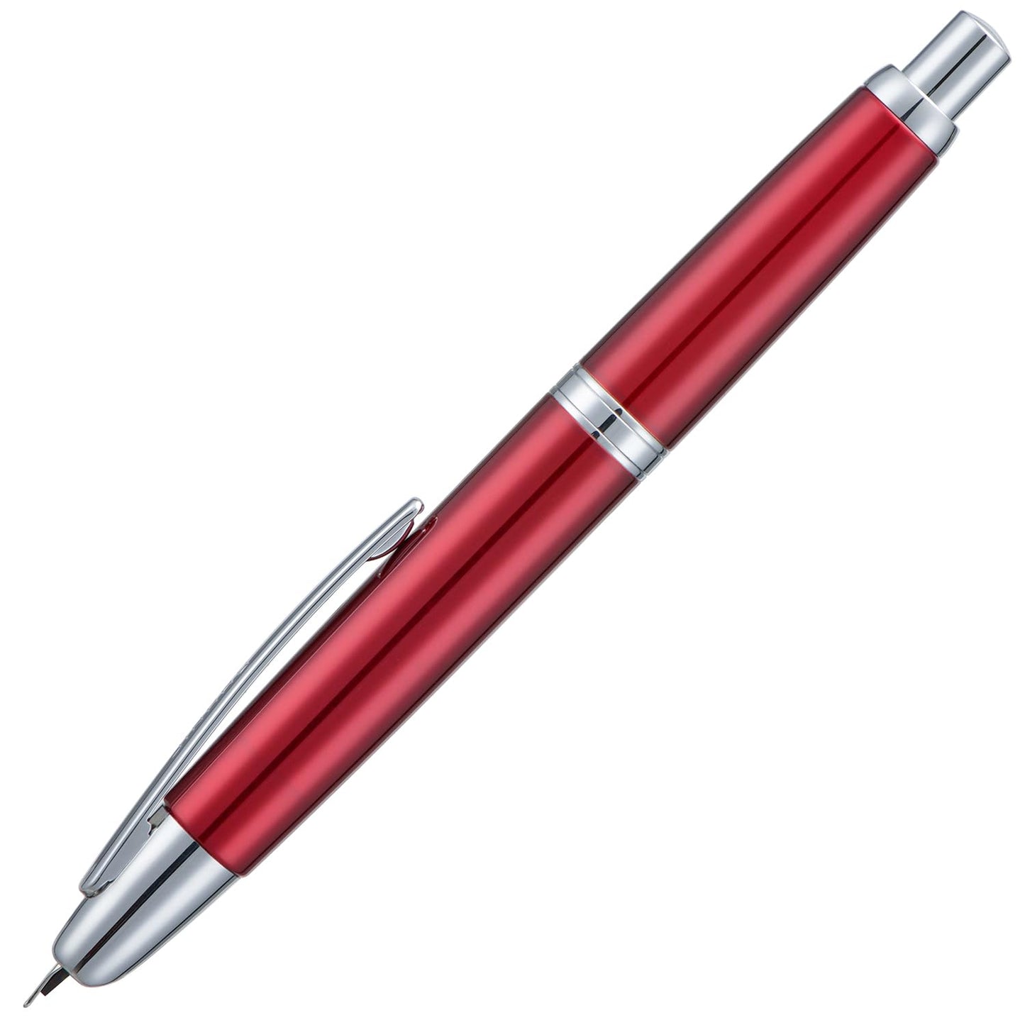 Jinhao 10 Press Fountain Pen with Box, Rose Red Retractable Extra Fine Nib with Ink Converter Set (Silver Clip)
