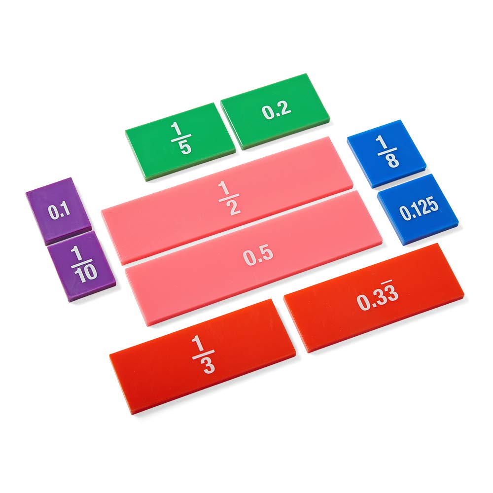 hand2mind Plastic Double-Sided Decimal and Fraction Tiles, Decimal Fraction Equivalency, Bar Model Manipulatives, Montessori Math Materials, Elementary Teacher Must Haves (15 Sets of 51)