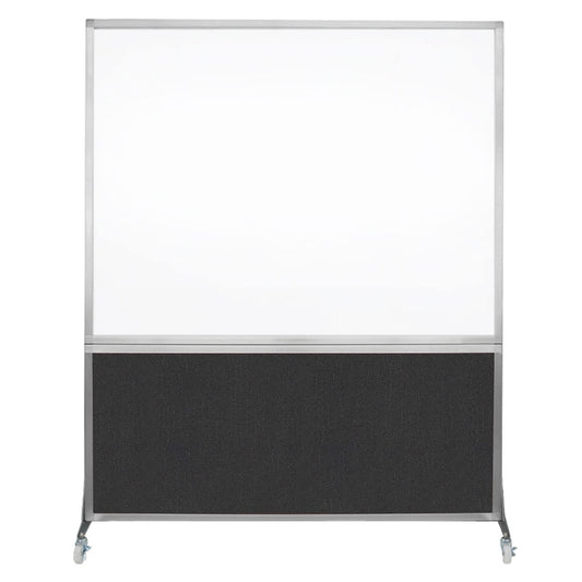 DivideWrite Mobile Whiteboard | Double Sided Dry Erase Board | Portable Office Cubicle Partition | Display for Classrooms, Conference Rooms, Meeting Areas and More | Black Fabric 5' Wide X 6' Tall