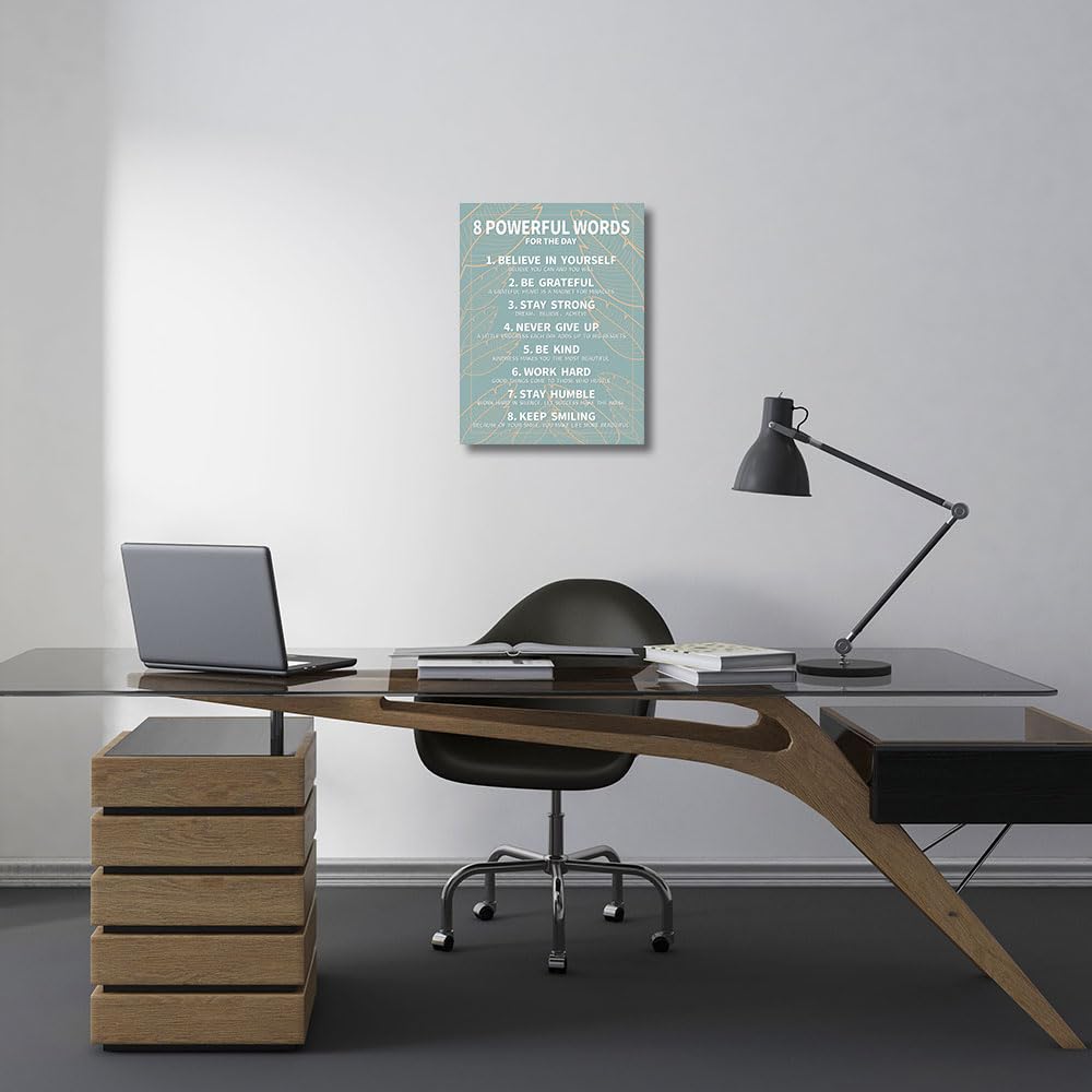 8 Rules Of Life Canvas Decoration Painting, Suitable For Office, School, Library,Home (29x38cm) Framed (Green-8)