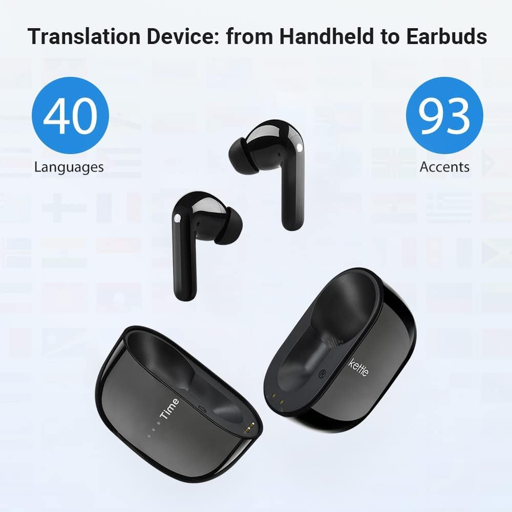 Timekettle M3 Language Translator Earbuds,Two-Way Translator Device with APP for 40 Languages Online,Voice Bluetooth Translator Earbuds,Compatible with iOS,Android (Online Version) Black