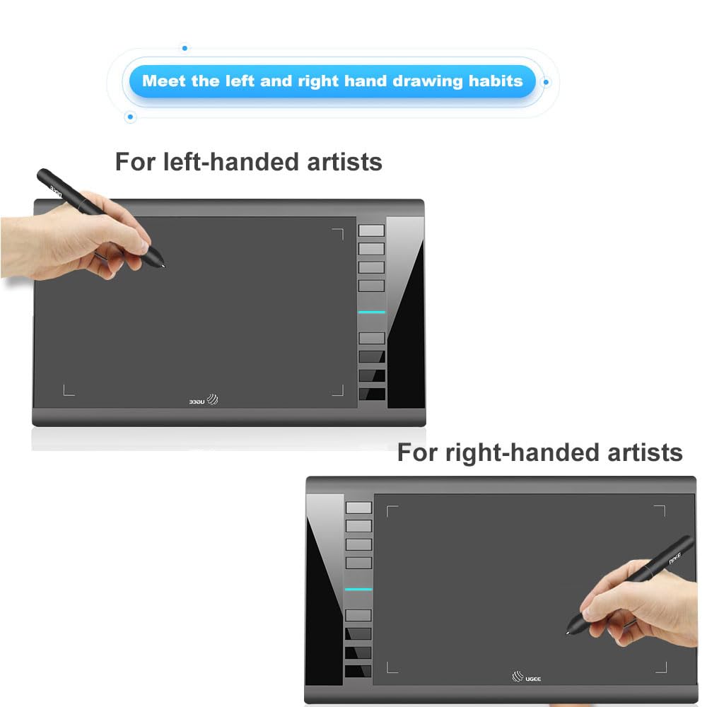UGEE Drawing Tablet Graphics, M708 V2 Upgrade PC&Computer&Android Device,10x6 Inch Ultra Thin Large Graphic for PC, Pad with 8 Hot Keys Upgrade 16384 Level Battery-Free Stylus for Unleash Creativity