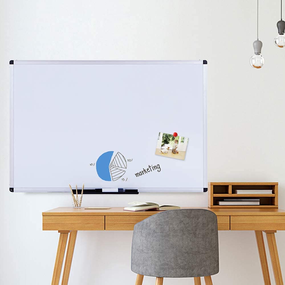 VIZ-PRO Magnetic Whiteboard/Dry Erase Board, 18 X 12 Inches, with 1 Eraser & 4 Magnets & 14 Markers
