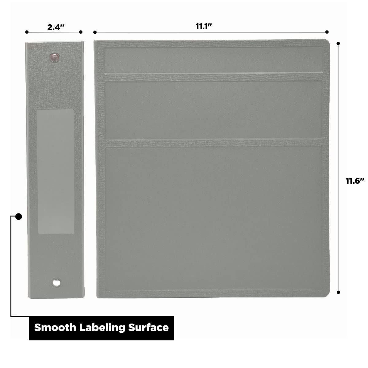 Carstens 2-Inch Heavy Duty 3-Ring Binder - Side Opening, Ash Gray, Durable Plastic, Precision No-Gap Rings, Waterproof Cover, No Pockets, Holds 300 Letter-Sized Sheets, BPA-Free, Made in USA (2822-3R)
