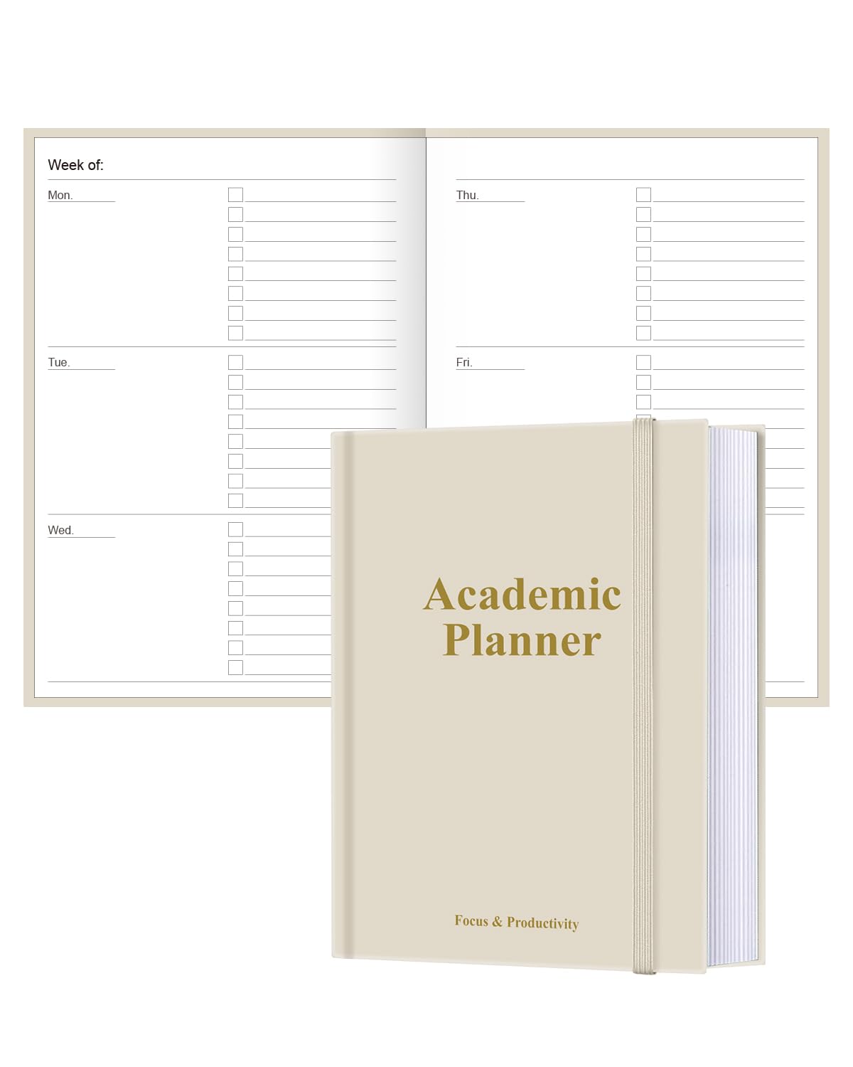 Academic Planner for 2026-2027 or Anytime – 5.8" x 8.5" Undated Weekly Student Planner For Homeschool, High School, College & Nursing Students, 200 Pages, Beige