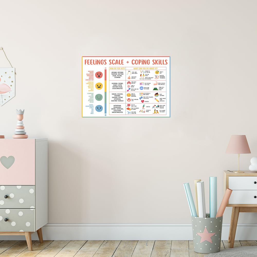 uoyien Feelings Chart For Kids Mental Health Posters Help Students Understand Emotions Poster Calming Corner Special Education Classroom Decor Prints School Classroom Supplies Unframed 16x24in
