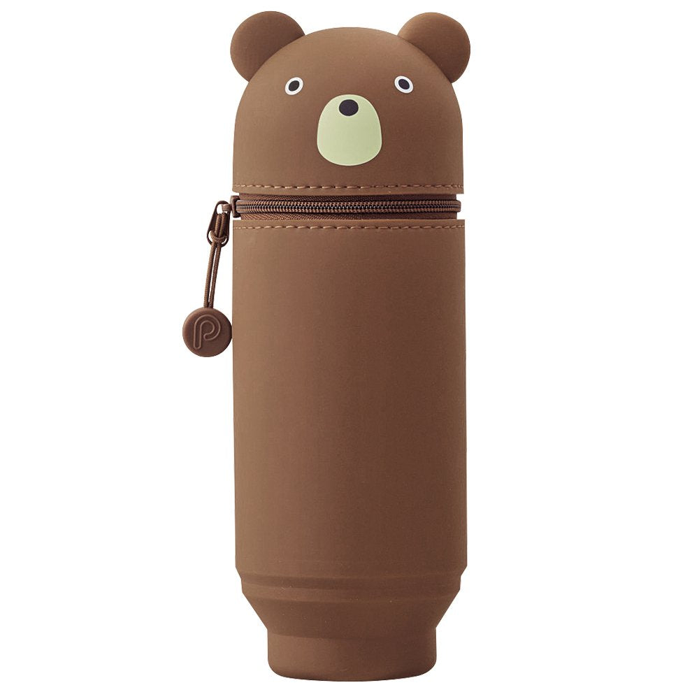LIHITLAB Kawaii Japanese Bear Large Stand Up Pencil Case For School Office College, Cute School Supplies, Animal Pen Holder Pencil Pouch Holder Girls, Artist Pencil Case, Bear (A7714-1)