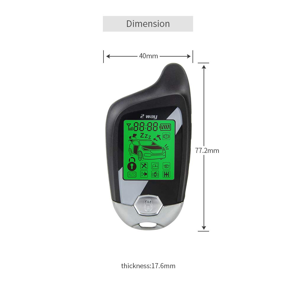 EASYGUARD EC203 Universal Version 2 Way car Alarm System with keyless Entry & LCD Pager Display, ultrasonic Sensor & Shock Sensor DC12V