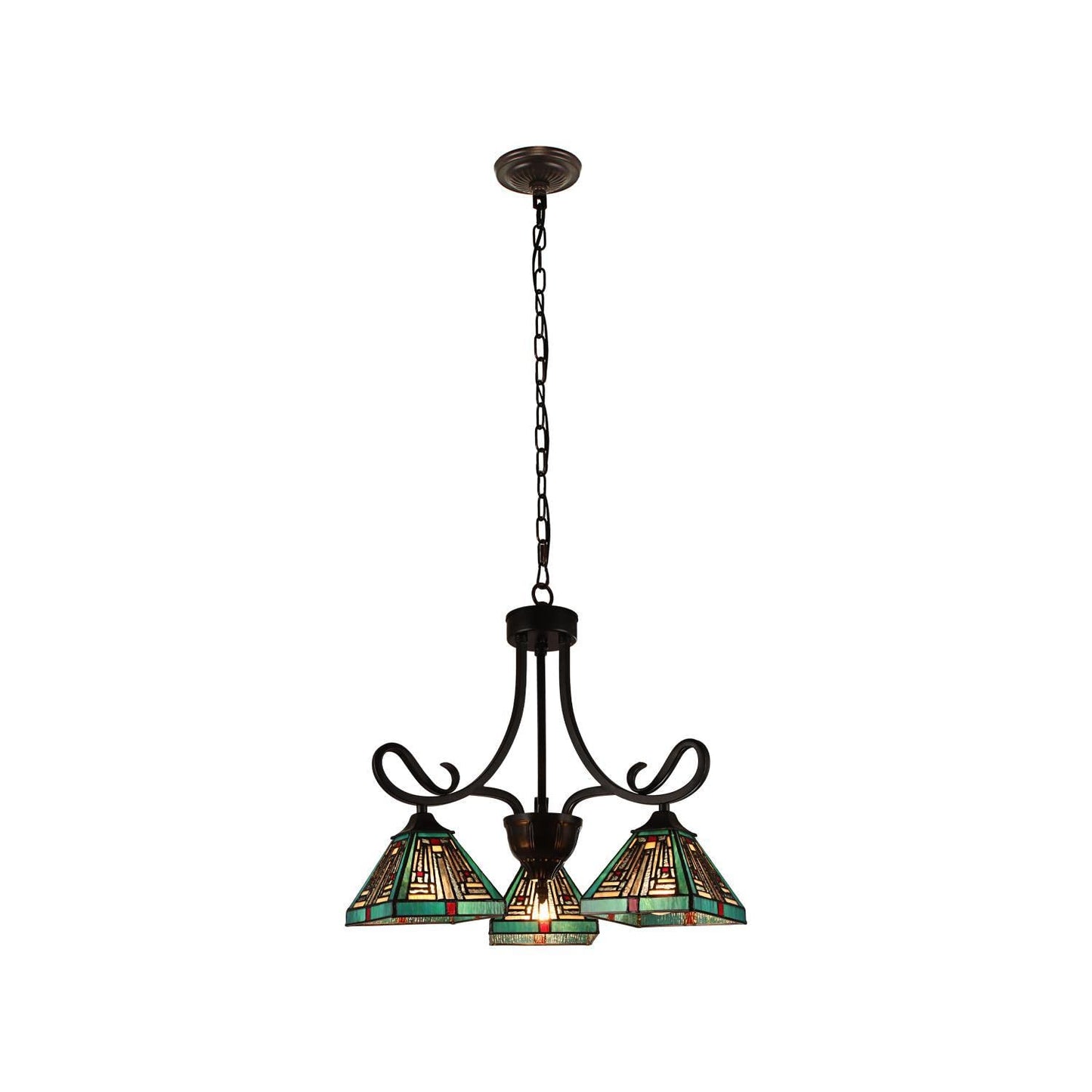 Chloe Lighting Innes Mini Chandelier, 3 Light, Tiffany-Style, Blackish Bronze, 22in Wide, Multicolor, Model CH3T359BM22-DD3
