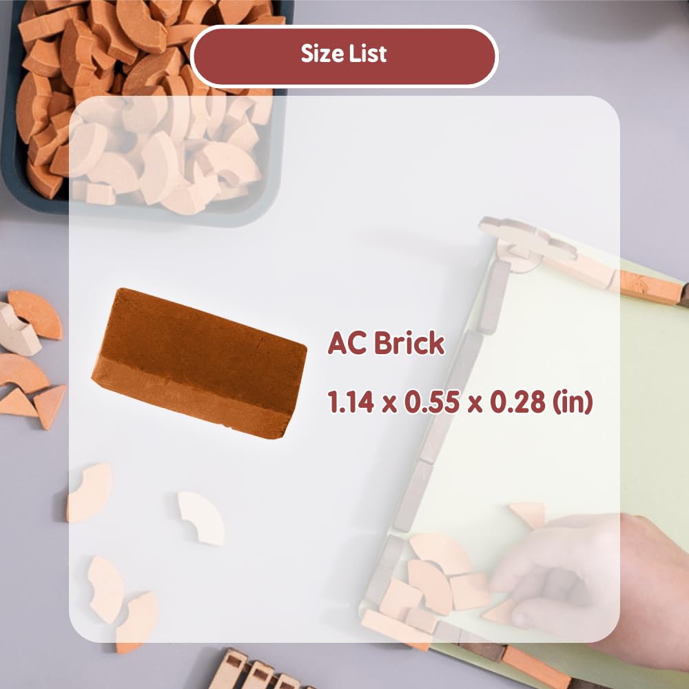 Mortar, Real Red Clay Mini Bricks Rectangle Brick Bundle, Construction Education Toy for Kids 6+ Years Old & Adults, Realistic House, DIY Garden, STEM Building Set, Washable and Reusable (50pcs)