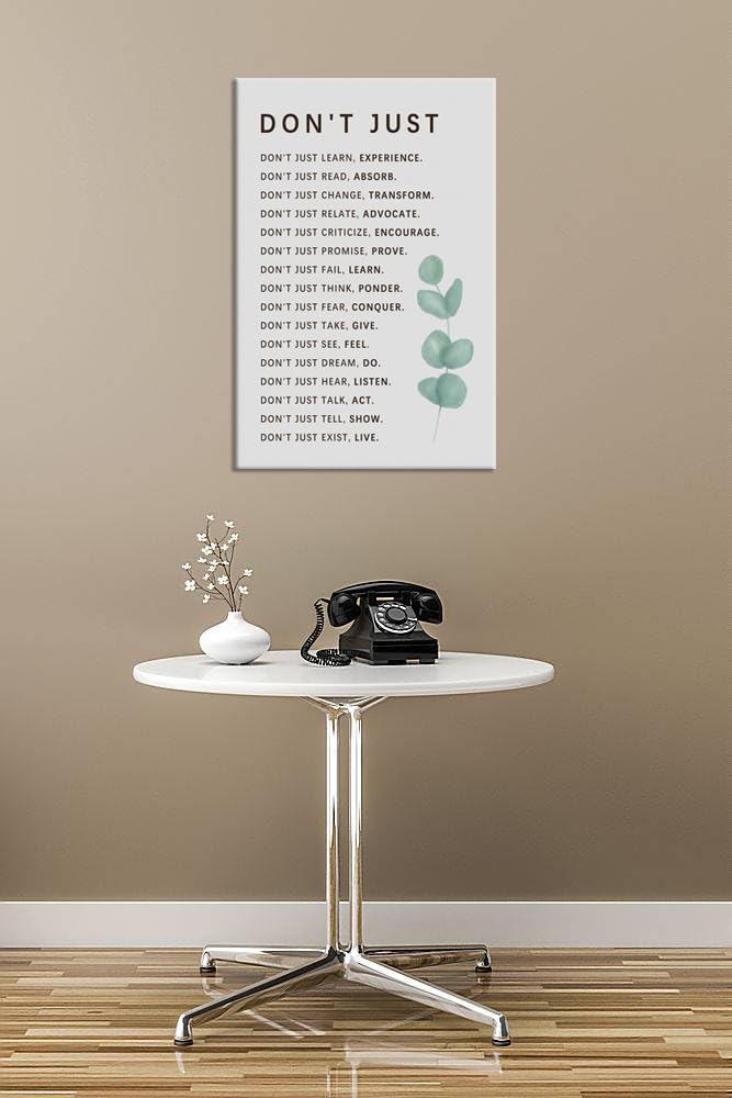 Inspirational Wall Art Don't Just Quote Motivational Poster Learning And Growth Inspiring Positive Canvas Painting Prints Wall Pictures for Living Room Office Home Decor Framed Artwork [12''W x 18''H]