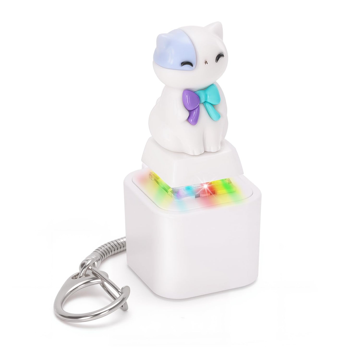 Netholid Quacking Duck Croaking Frog Meowing Cat Keyboard Fidget Toys for Adults Clicker Keychain with Sound LED Light and Charging Port for Autism Stress Relief Anxiety (Cat, 1)