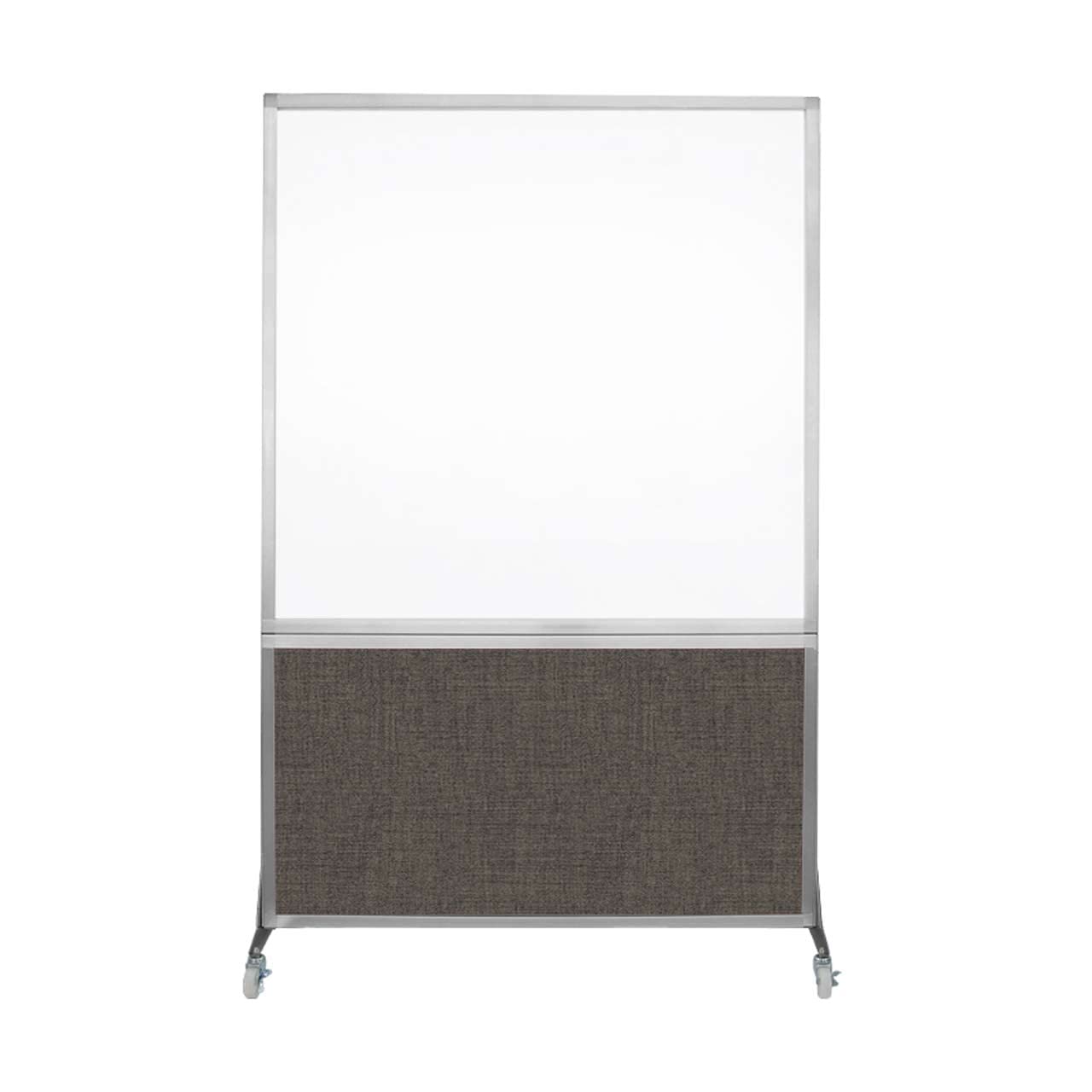 DivideWrite Mobile Whiteboard | Double Sided Dry Erase Board | Portable Office Cubicle Partition | Display for Classrooms, Conference Rooms, Meeting Areas and More | Mocha Fabric 4' Wide x 6' Tall