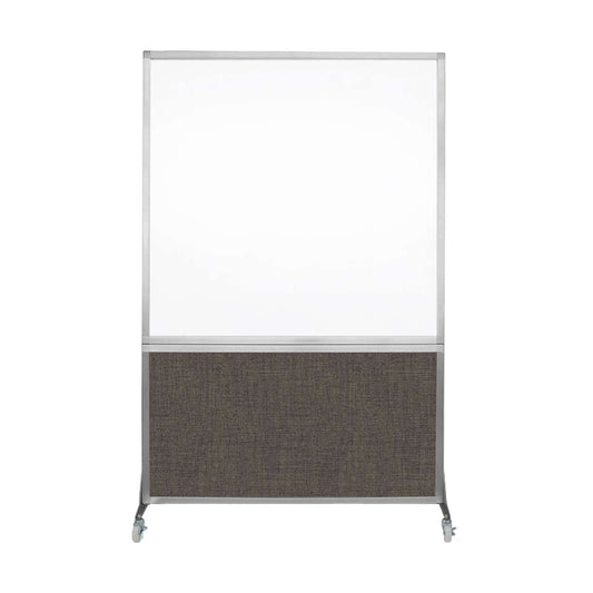 DivideWrite Mobile Whiteboard | Double Sided Dry Erase Board | Portable Office Cubicle Partition | Display for Classrooms, Conference Rooms, Meeting Areas and More | Mocha Fabric 4' Wide x 6' Tall