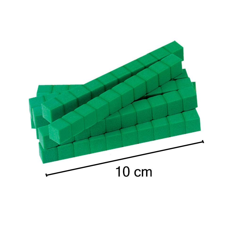 hand2mind Green Foam Base Ten Blocks, Rods Set, Place Value Blocks, Counting Cubes for Kids Math, Base 10 Math Manipulatives for Kids, Kindergarten Homeschool Supplies (Set of 50)