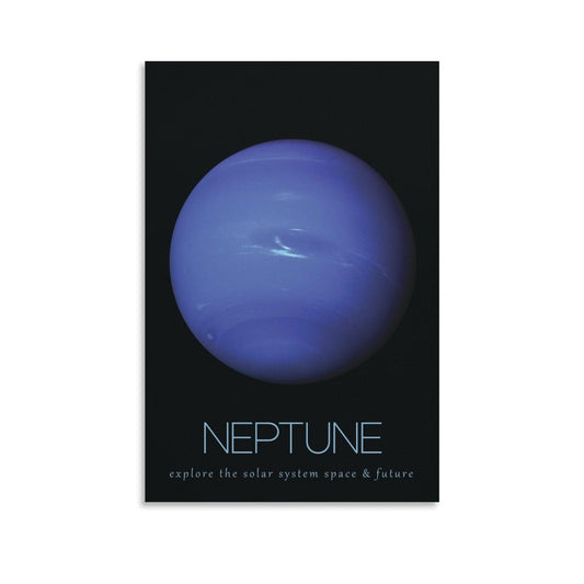 LGDSBHH Minimalist Neptune Solar System Canvas Wall Art - Educational Space Planet Poster - Science Classroom & Kids Bedroom Decor - 12x18 Inch (Unframed)