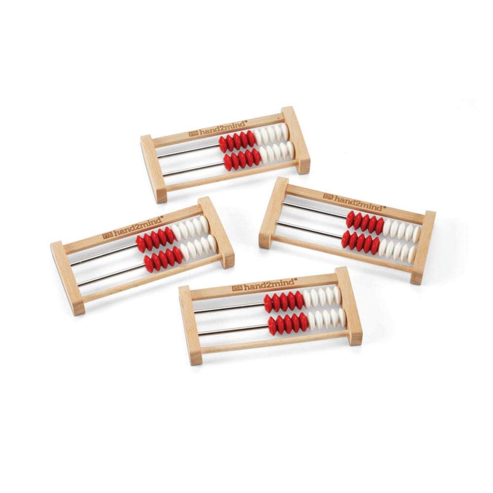 hand2mind Mini 20-Bead Wooden Rekenrek, Number Rack for Kids, Abacus for Kids Math, Counting Beads, Math Manipulatives, Elementary Teacher Must Haves (Set of 4)