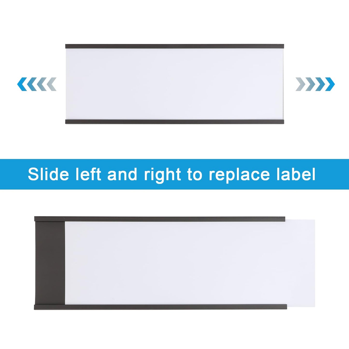 Eeoyu Magnetic Label Holders with Magnets Magnetic Data Card Holders with Clear Plastic Protectors for Metal Shelf, Whiteboard, Set of 50 (3 x 8 Inch)