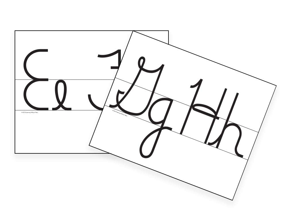 Learning Without Tears, Cursive Wall Cards, Age 7+, 2nd Grade+, Handwriting Without Tears, 8.5"x11" Cards, Large Font, High Visibility, Alphabet Model