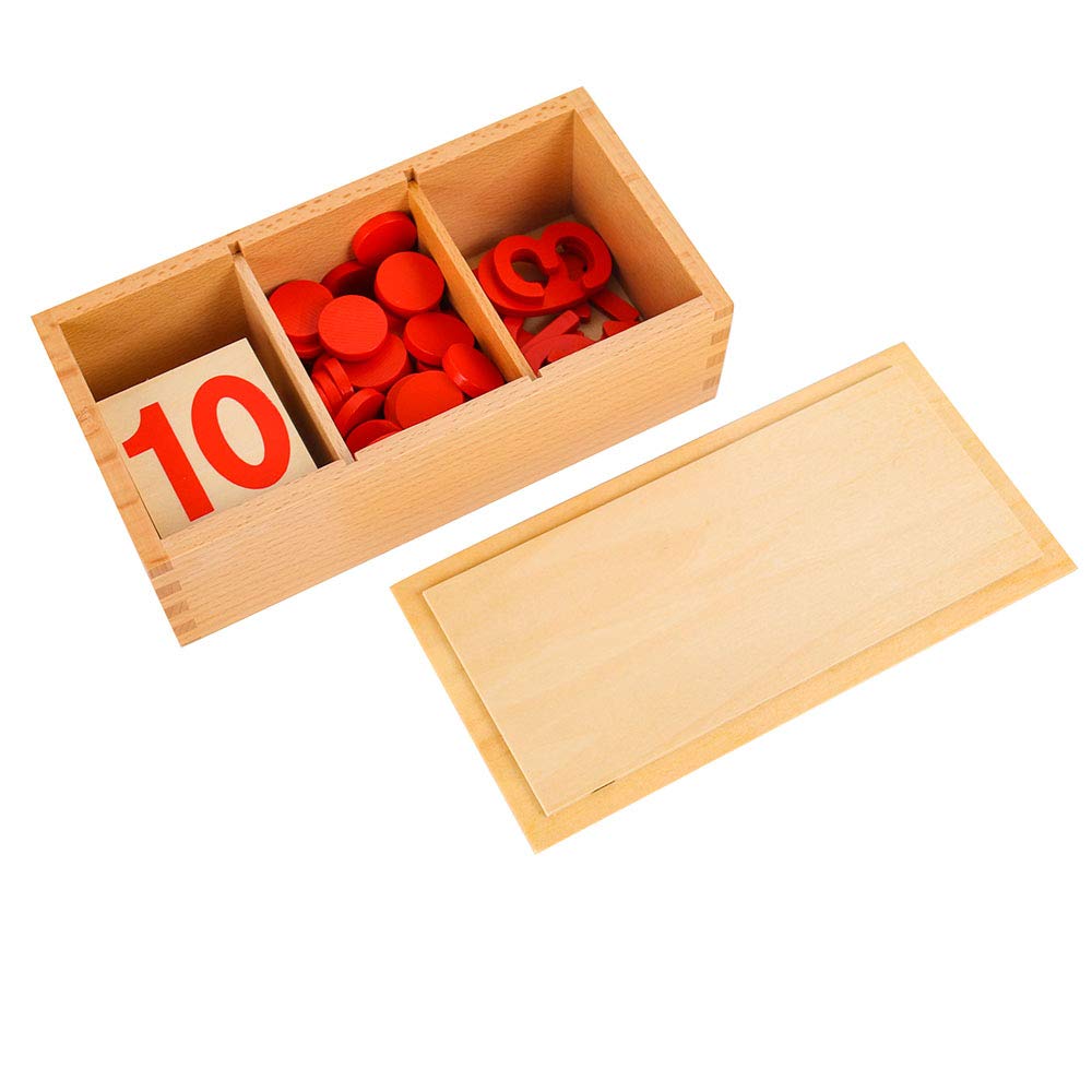 Montessori Cards & Counters with Cut-Out Numeral Math Games & Teaching Numbers Counting Toys