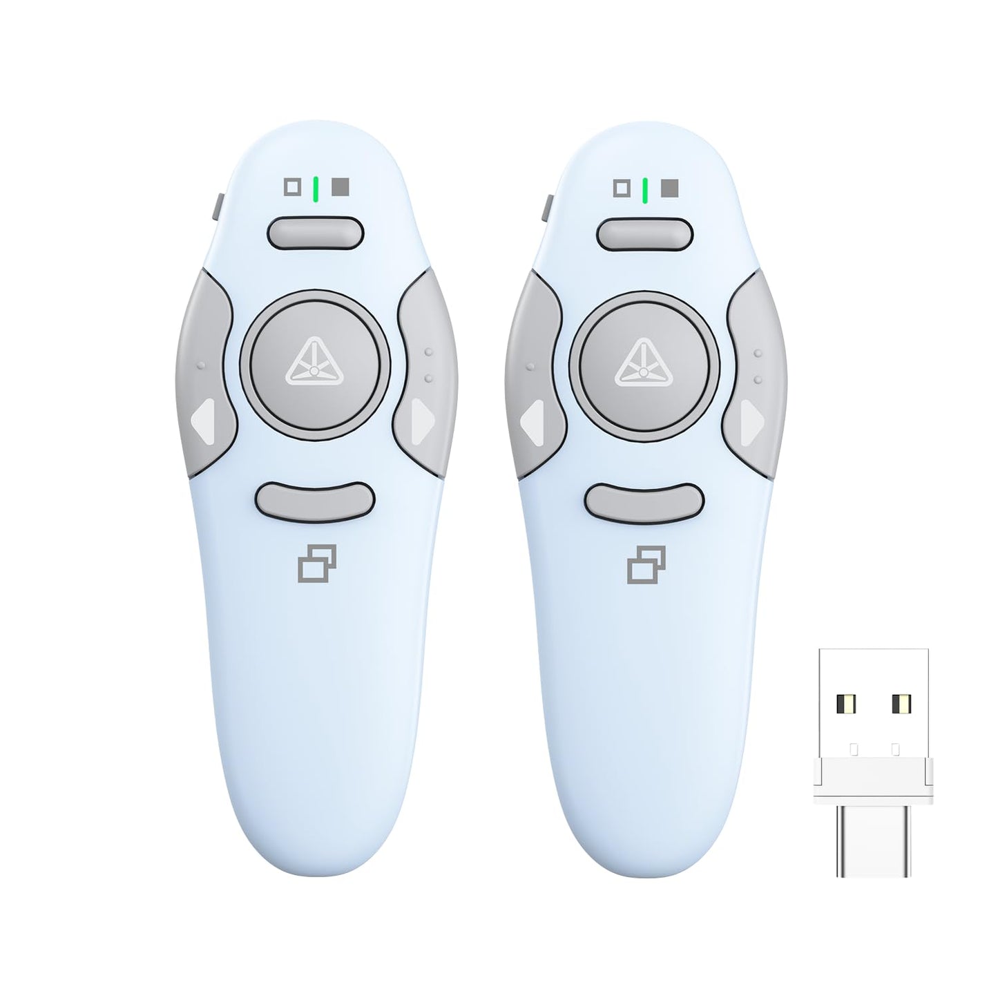 QUI 2 Pack Wireless Presenter PowerPoint Clicker, RF 2.4GHz USB Presentation Clicker for Google Slides, Keynote, Mac, Windows (USB Type-c, Blue)