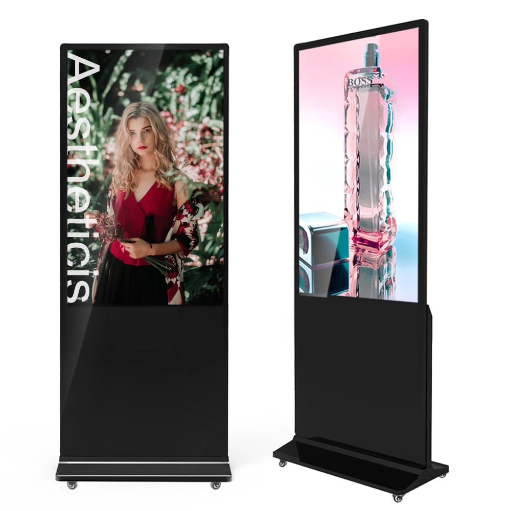 QIXZOCV MWE 54 Inch Indoor Floor Standing Digital Signage Advertising Display Kiosk LCD Screen Commercial Totem Android System Vertical Poster with Auto Media Player