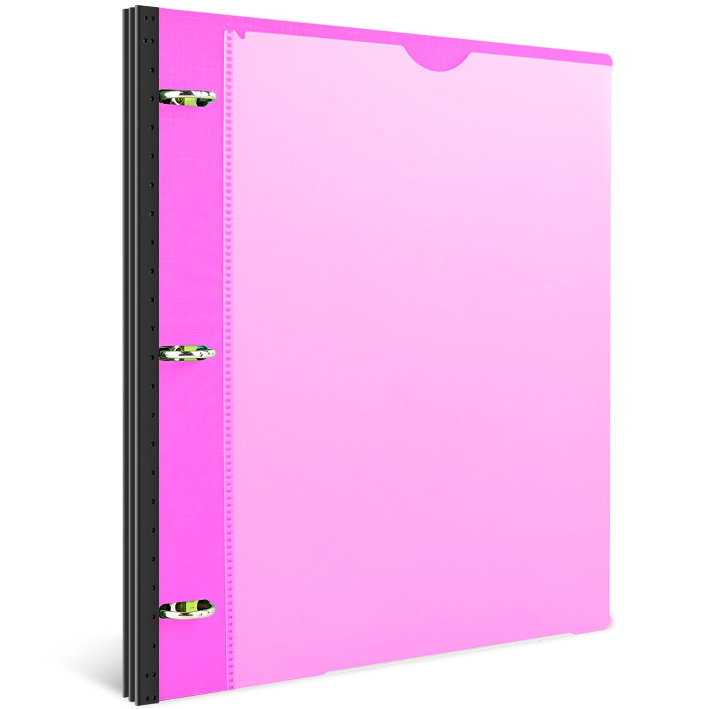 INFUN 1 Inch Telescoping 3 Ring Binder - 1PCS,Flexible Round Binder with Customizable Front Cover and Clear Catalog Pocket, 1 Inch Rings, 225 Sheet Capacity-Pink