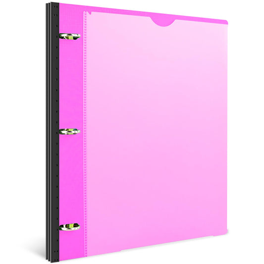INFUN 1 Inch Telescoping 3 Ring Binder - 1PCS,Flexible Round Binder with Customizable Front Cover and Clear Catalog Pocket, 1 Inch Rings, 225 Sheet Capacity-Pink
