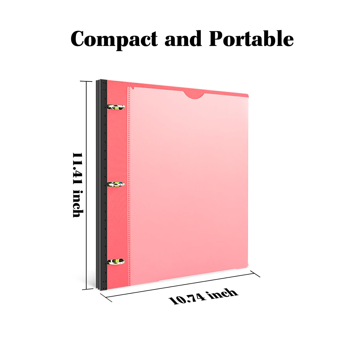 INFUN 1 Inch Telescoping 3 Ring Binder - 1PCS,Flexible Round Binder with Customizable Front Cover and Clear Catalog Pocket, 1 Inch Rings, 225 Sheet Capacity-Red