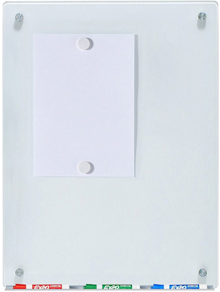 Audio-Visual Direct Magnetic White Glass Dry-Erase Board Set - 2' x 1.5' - Includes Magnets, Hardware & Marker Tray